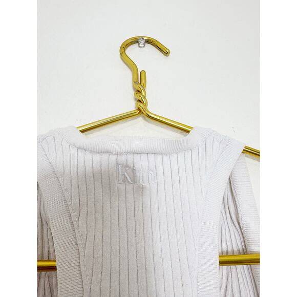 KITH White Ribbed V Neck Tank Top Size XS Cropped Logo Classic Minimalist Chic - Picture 7 of 8